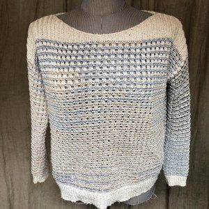 curio white blue fish knit sweater S